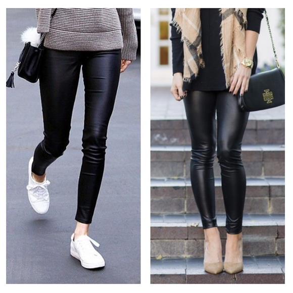 🔥BESTSELLER🔥High waisted Black faux leather leggings - Picture 6 of 13
